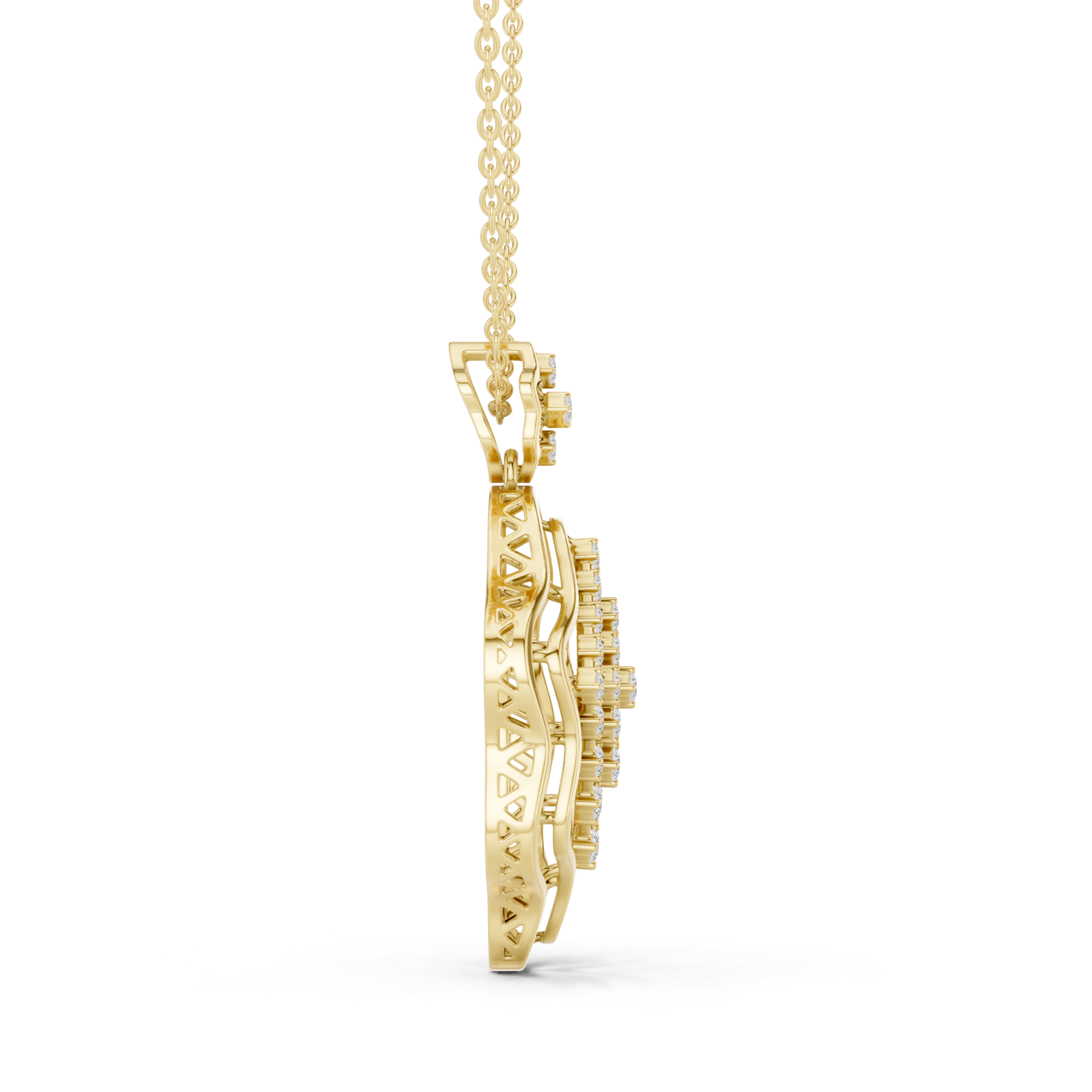  Gold Luminous Petal Embrace Pendant Side View