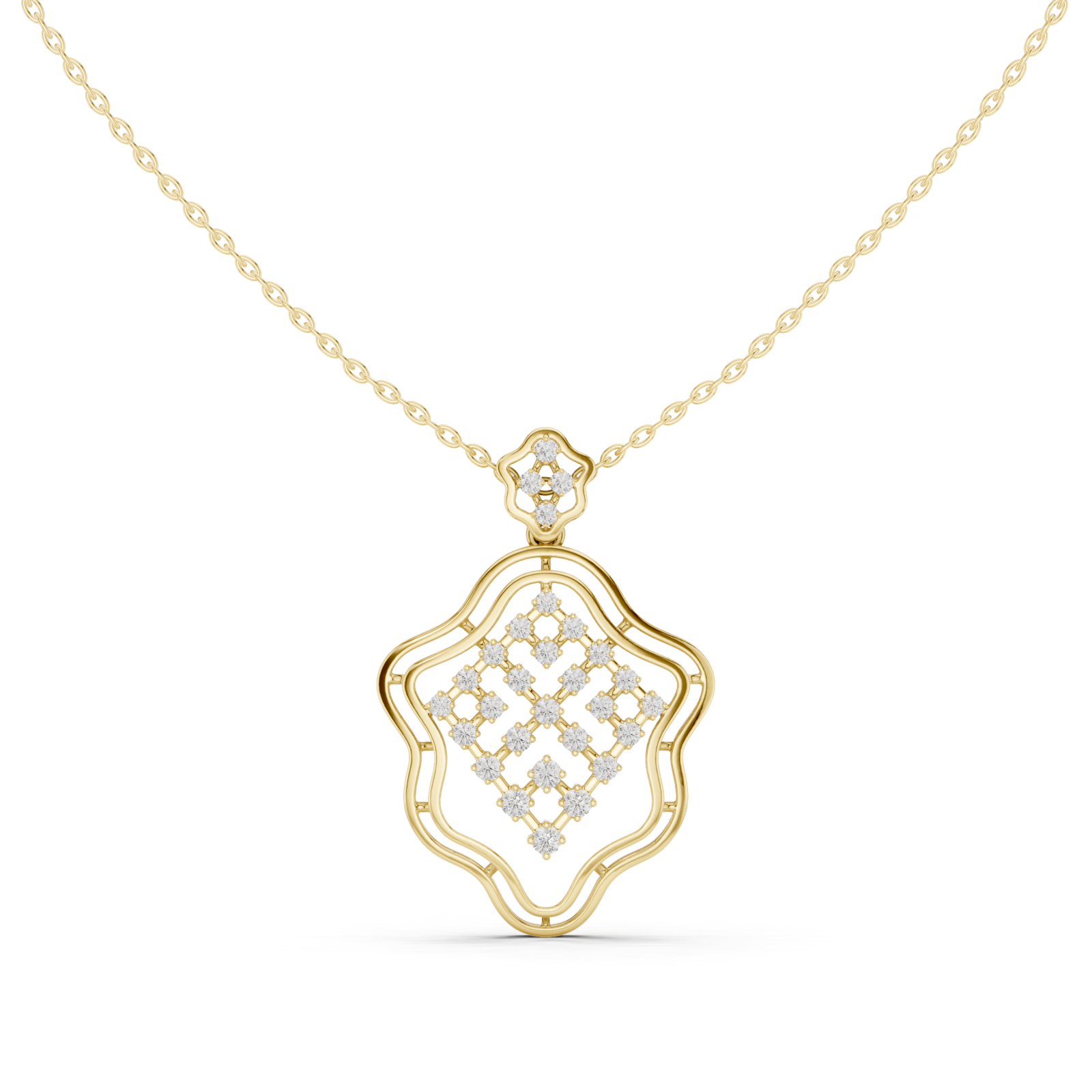  Gold Luminous Petal Embrace Pendant Front View