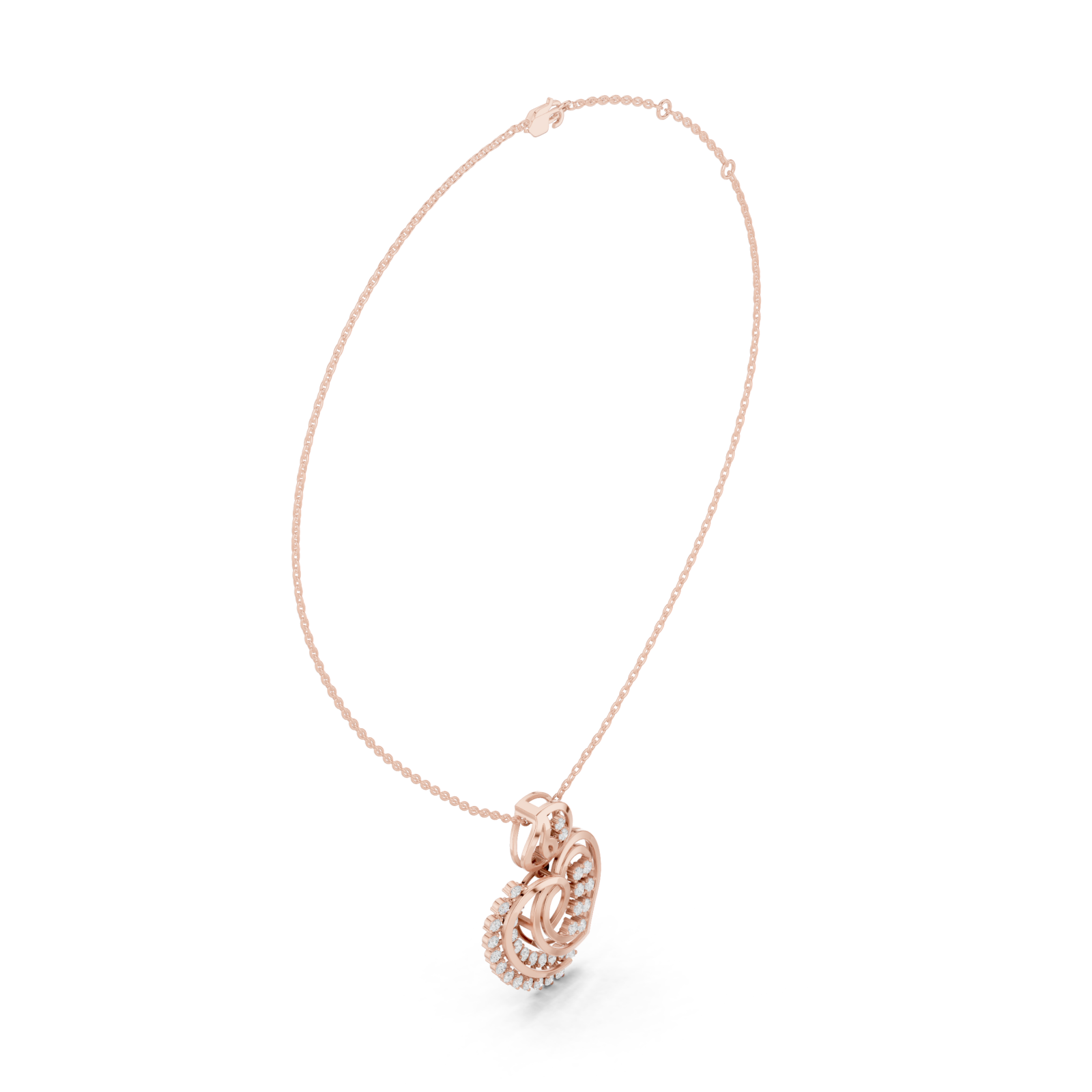  Rose Gold Dancing Petal Heart Harmony Pendant Left View