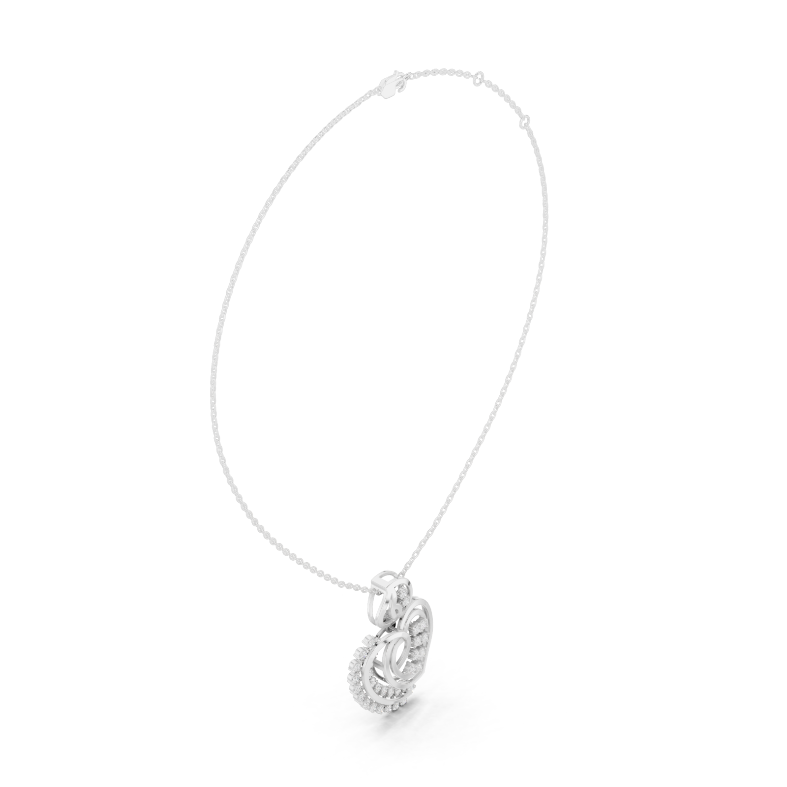  White Gold Dancing Petal Heart Harmony Pendant Left View
