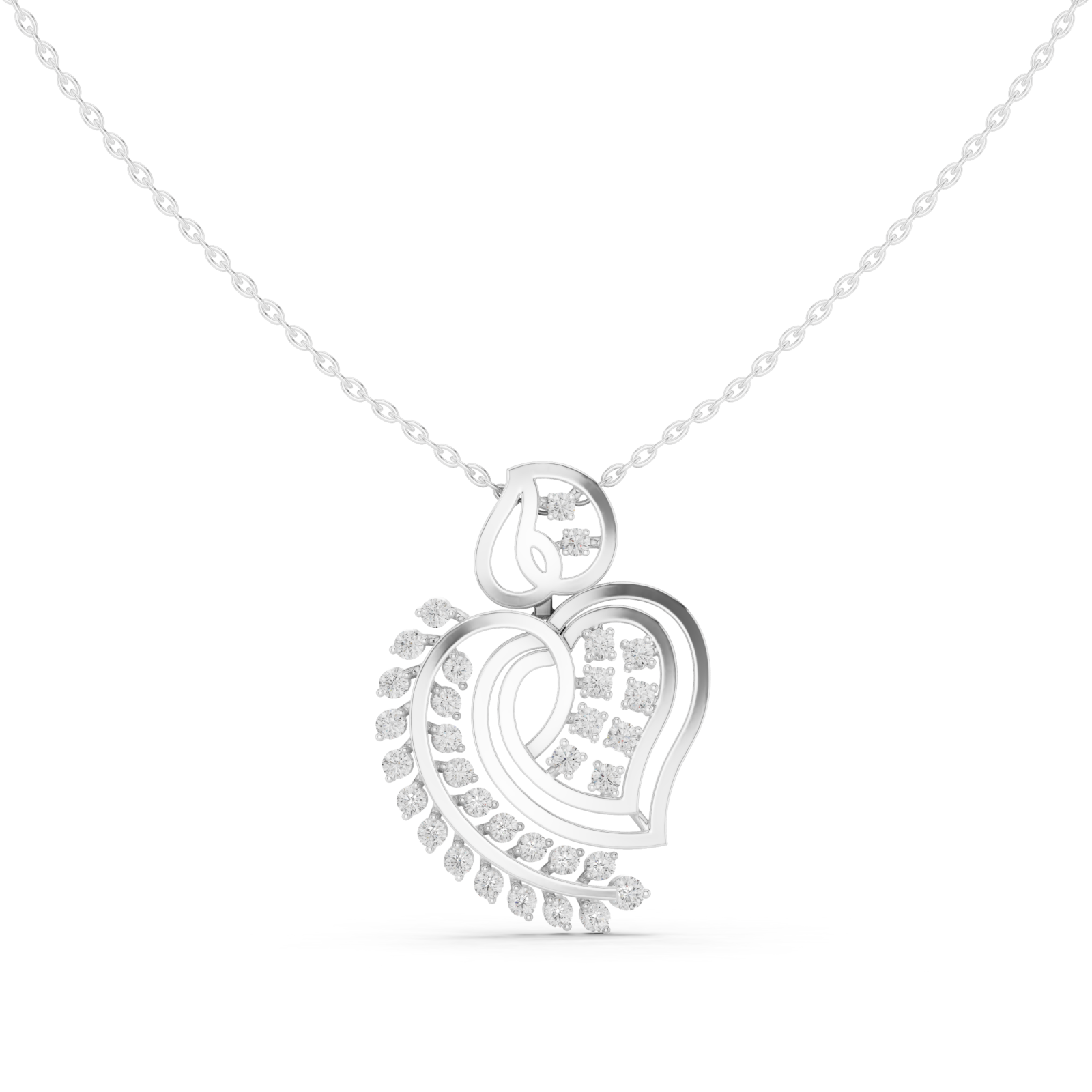  White Gold Dancing Petal Heart Harmony Pendant Right View