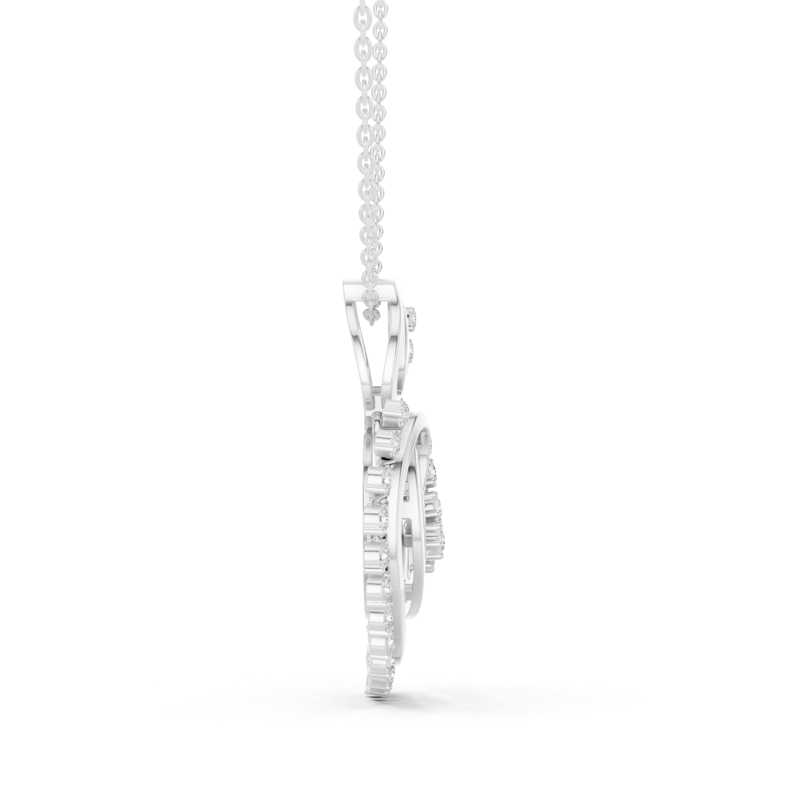  White Gold Dancing Petal Heart Harmony Pendant Side View