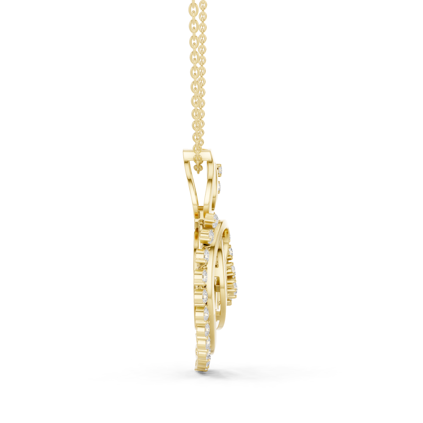  Gold Dancing Petal Heart Harmony Pendant Side View