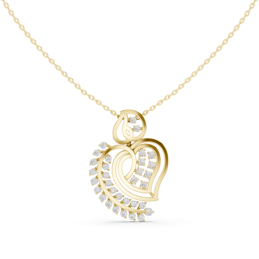 Gold Dancing Petal Heart Harmony Pendant Right View