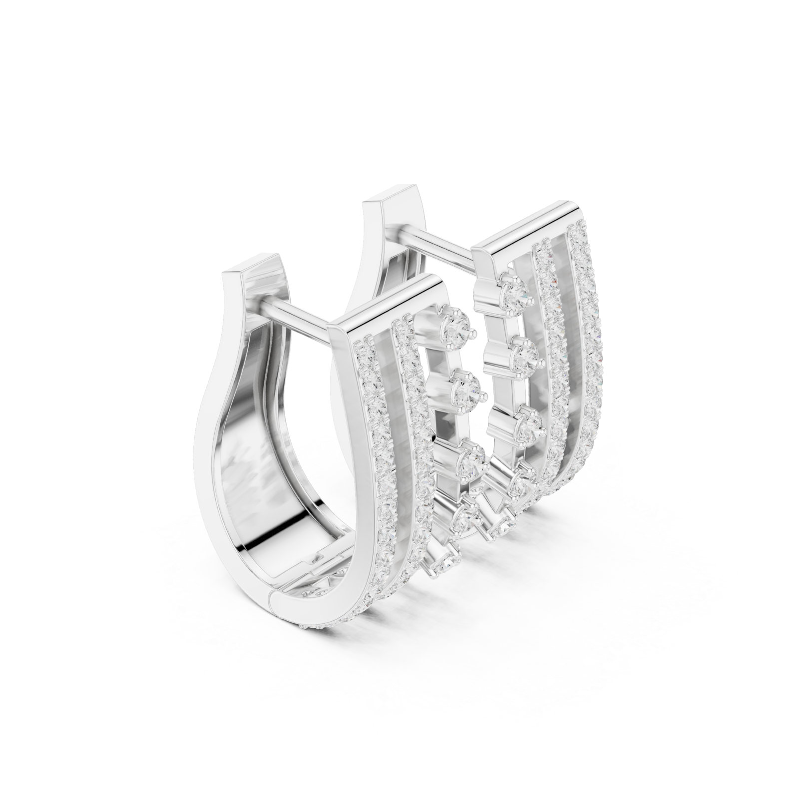  White Gold Celestial Spark Harmony Studs Left View