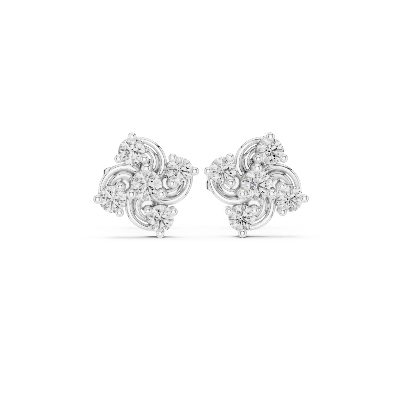  White Gold Celestial Spark Harmony Studs Front View