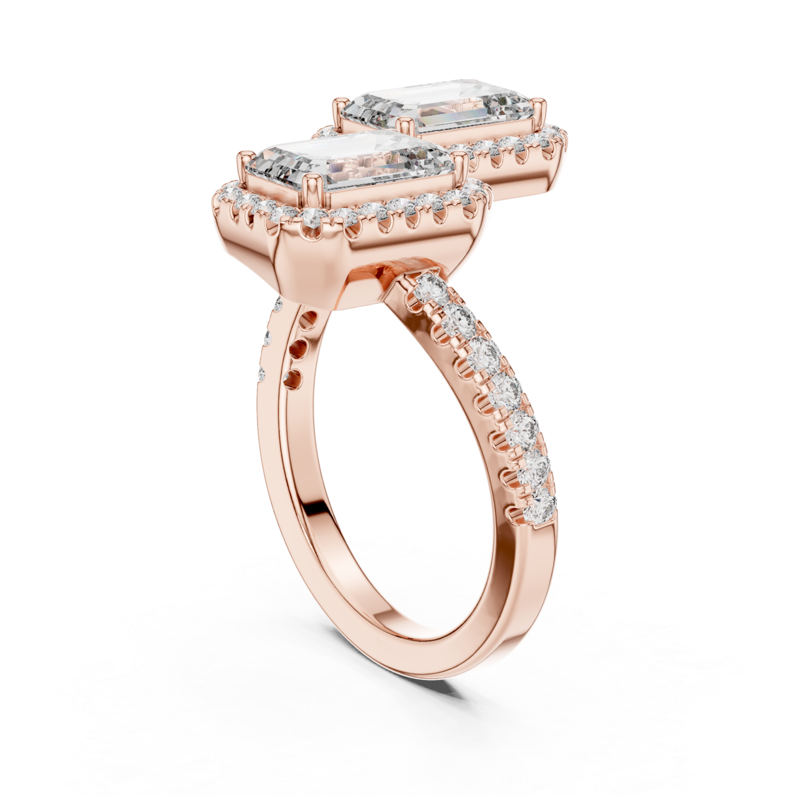  Rose Gold Opulent Embrace Radiance Bypass Ring Left View