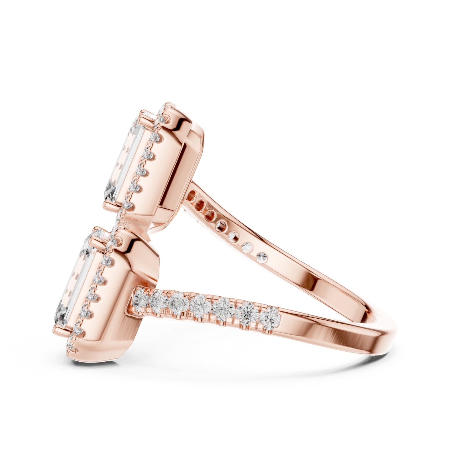  Rose Gold Opulent Embrace Radiance Bypass Ring Side View