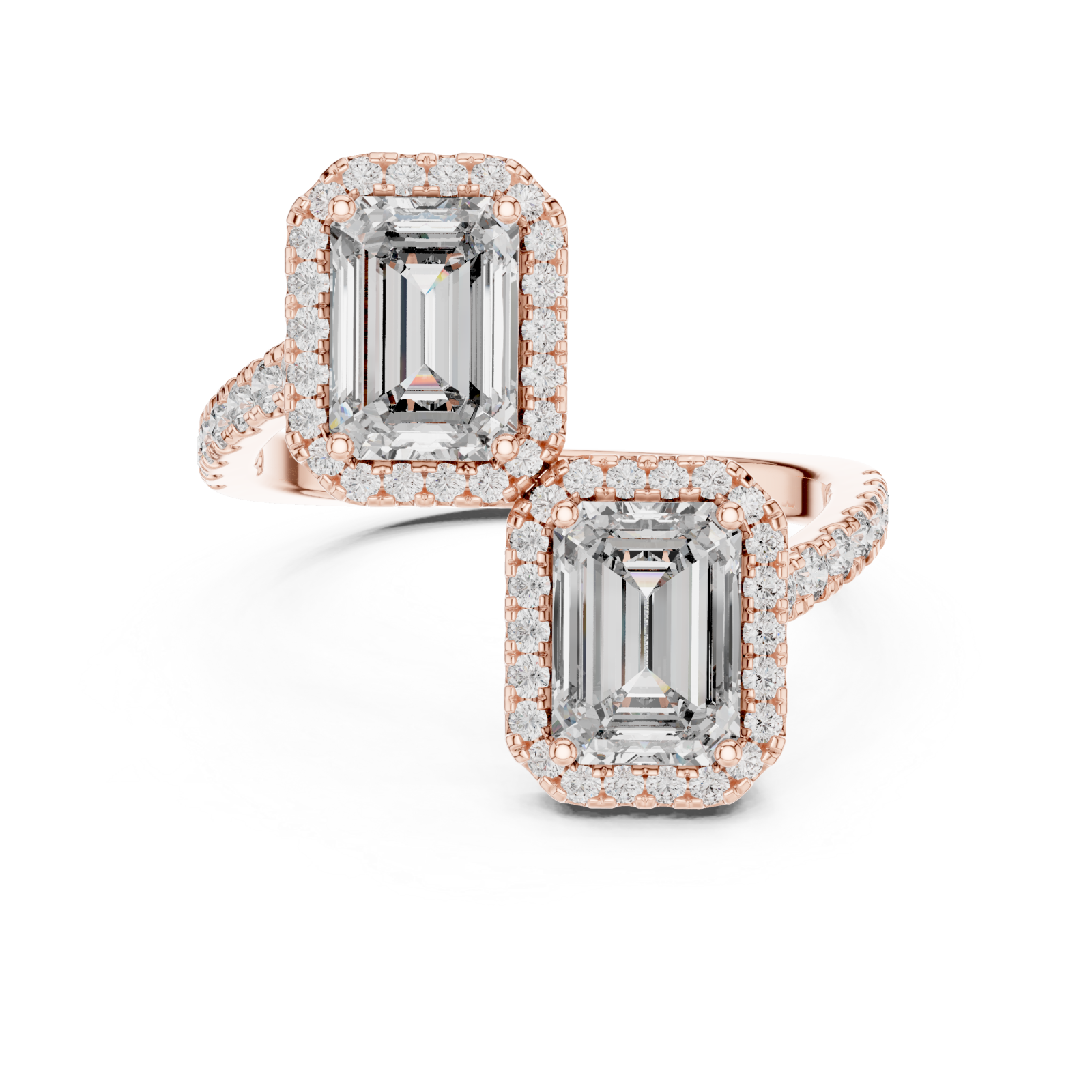  Rose Gold Opulent Embrace Radiance Bypass Ring Front View