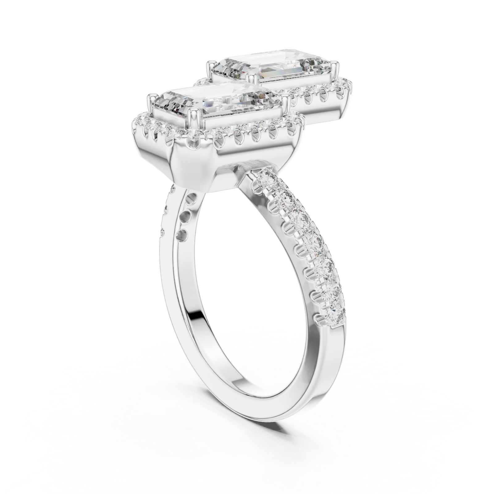  White Gold Opulent Embrace Radiance Bypass Ring Left View