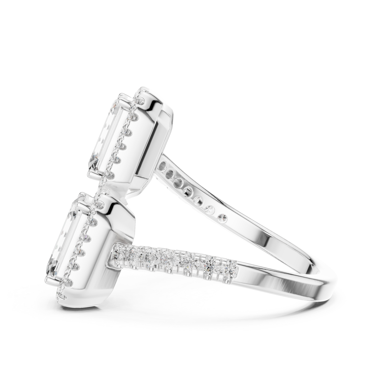  White Gold Opulent Embrace Radiance Bypass Ring Side View