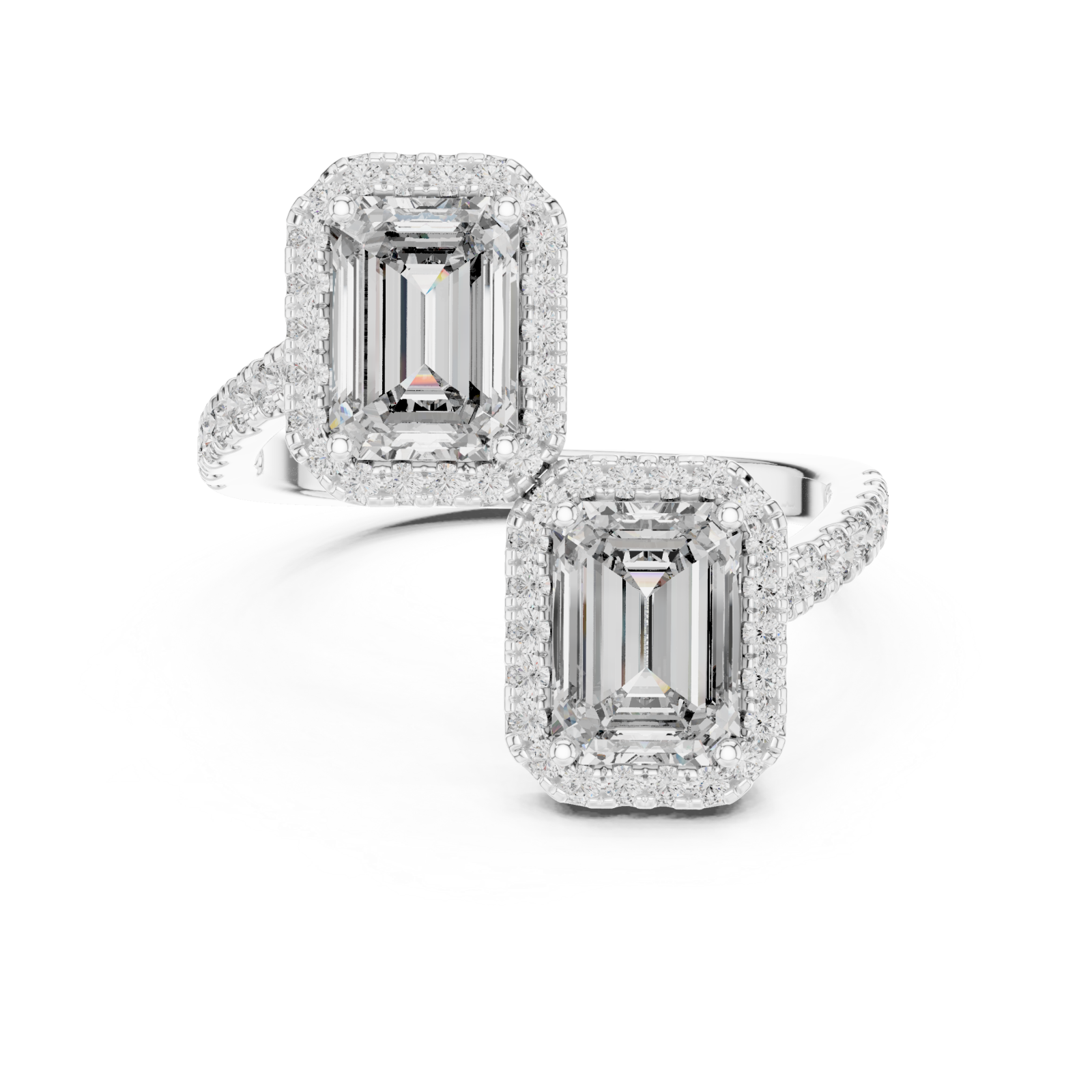  White Gold Opulent Embrace Radiance Bypass Ring Front View