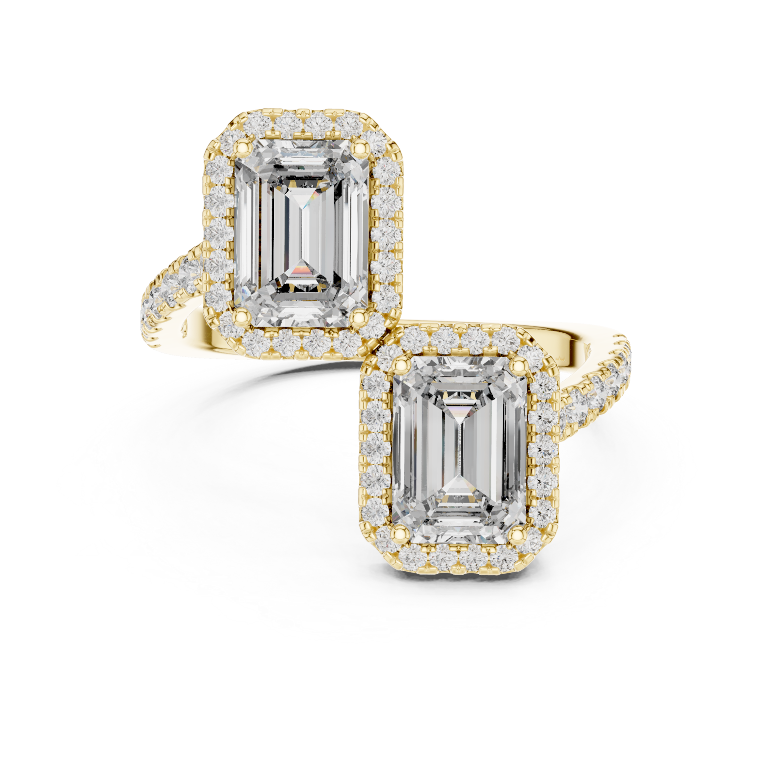  Gold Opulent Embrace Radiance Bypass Ring Front View
