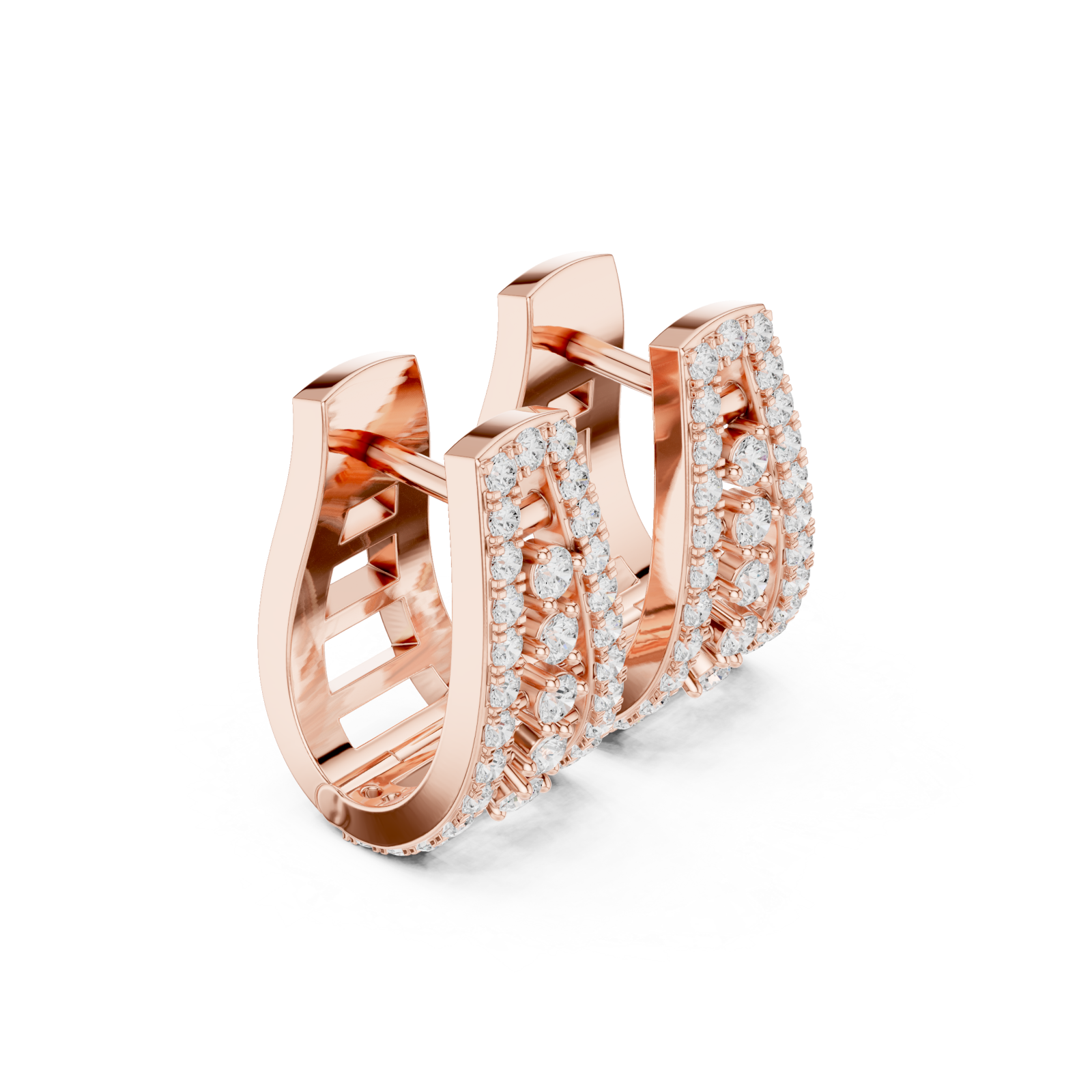  Rose Gold Dewdrop Graceful Bloom Stud Earrings Left View