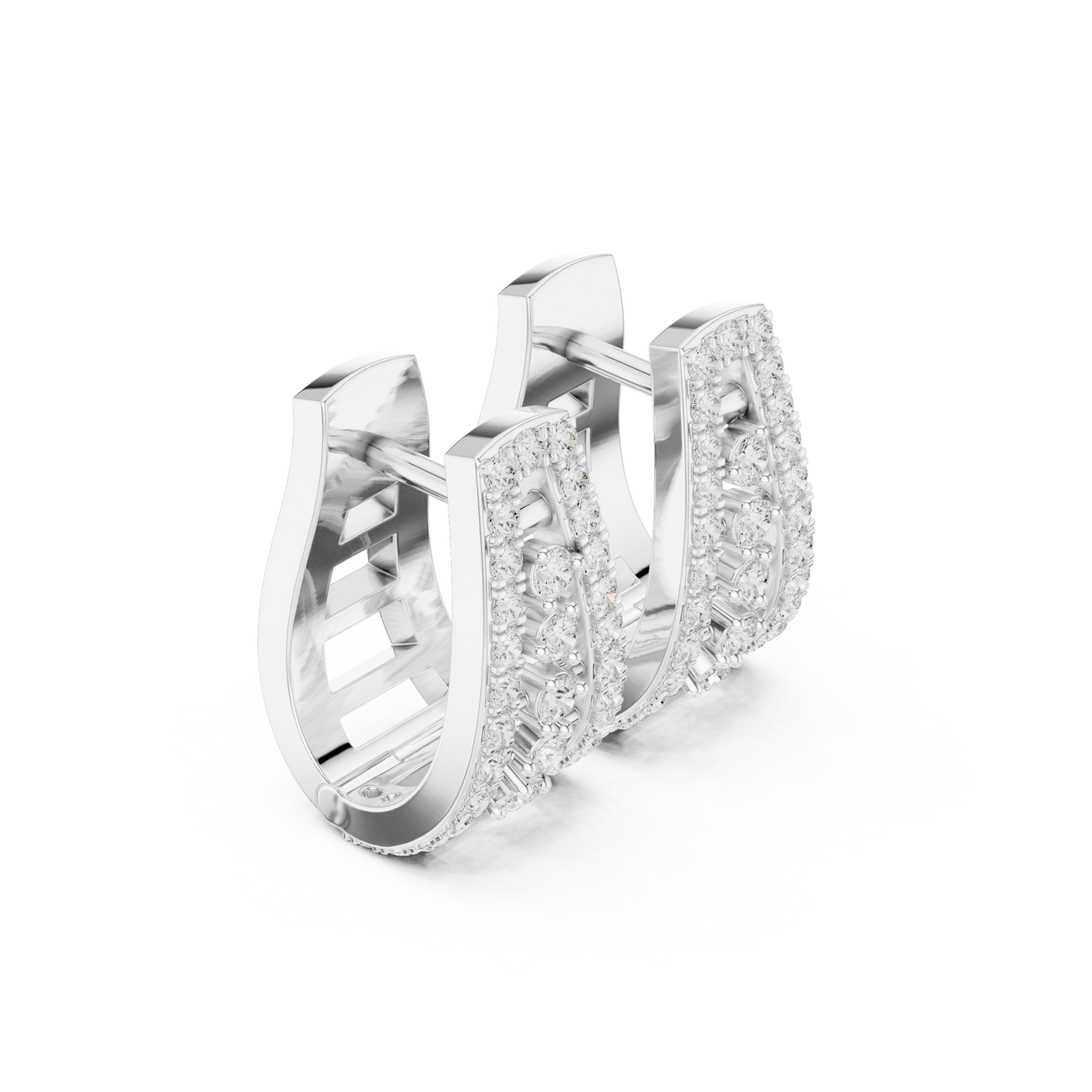  White Gold Dewdrop Graceful Bloom Stud Earrings Left View