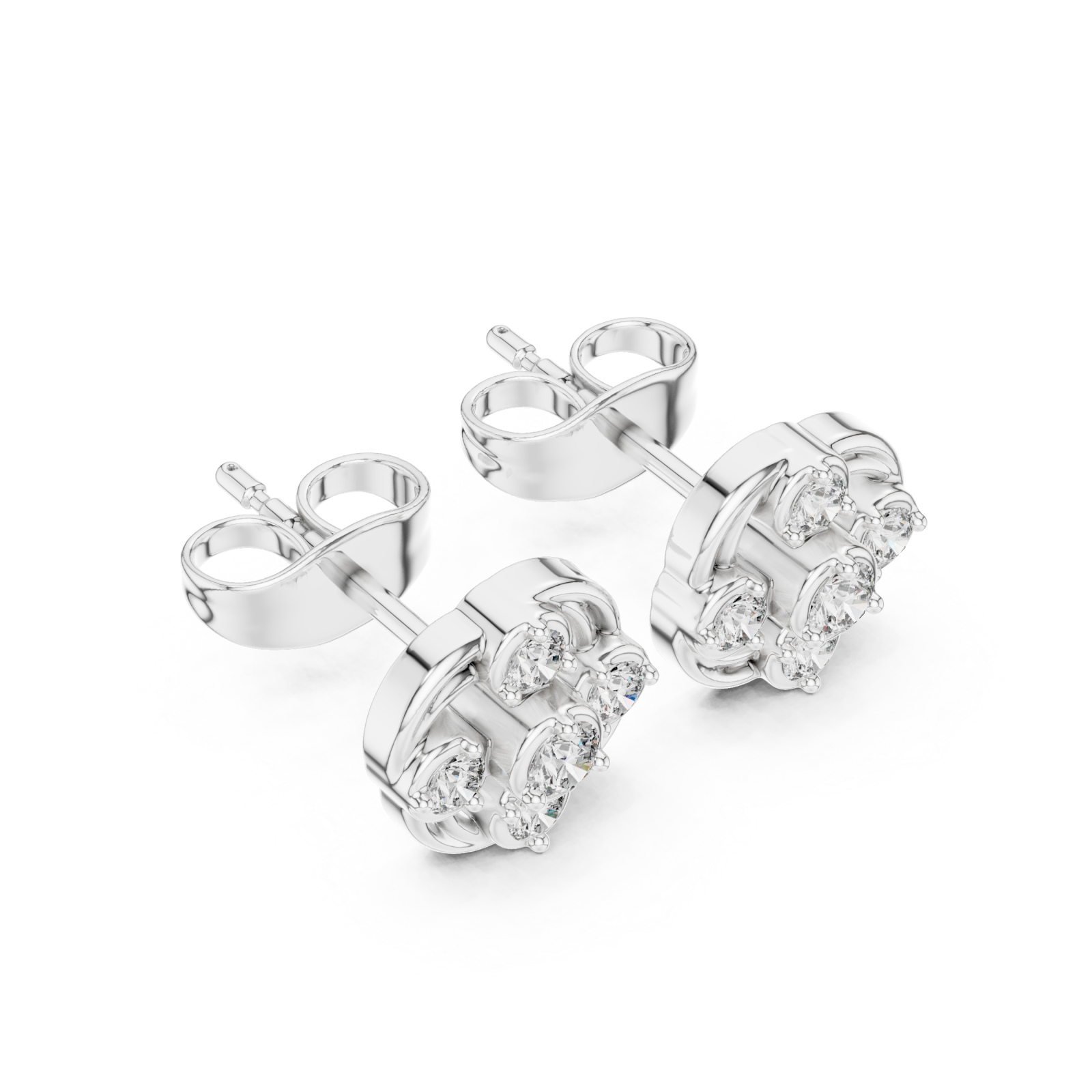  White Gold Dewdrop Graceful Bloom Stud Earrings Right View