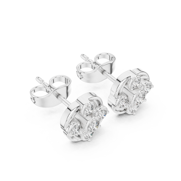  White Gold Dewdrop Graceful Bloom Stud Earrings Right View