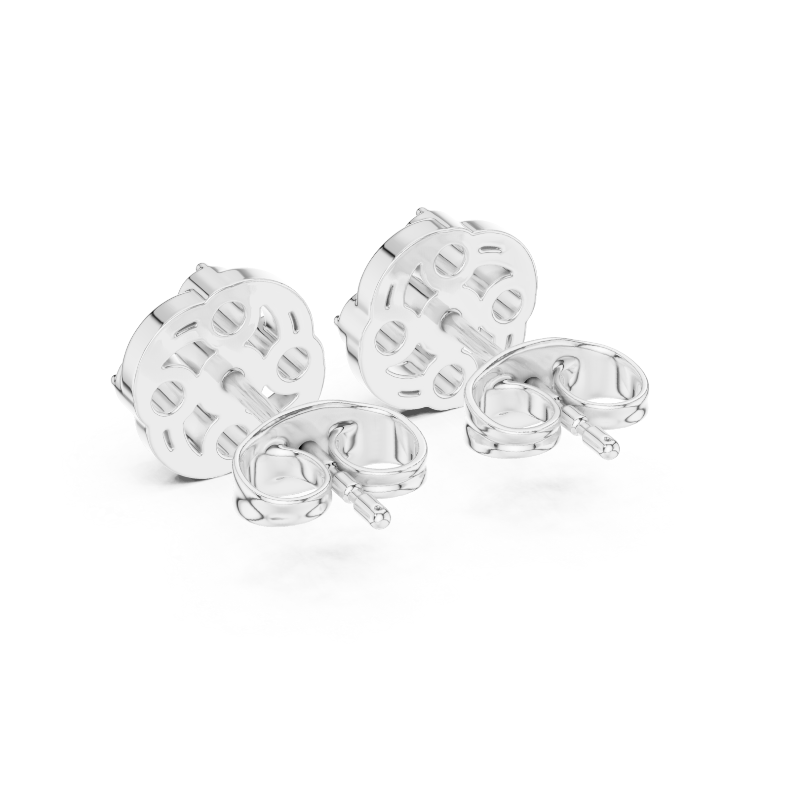  White Gold Dewdrop Graceful Bloom Stud Earrings Side View