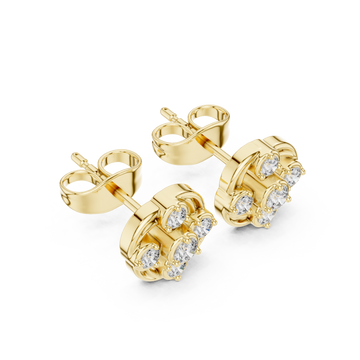 Gold Dewdrop Graceful Bloom Stud Earrings Right View