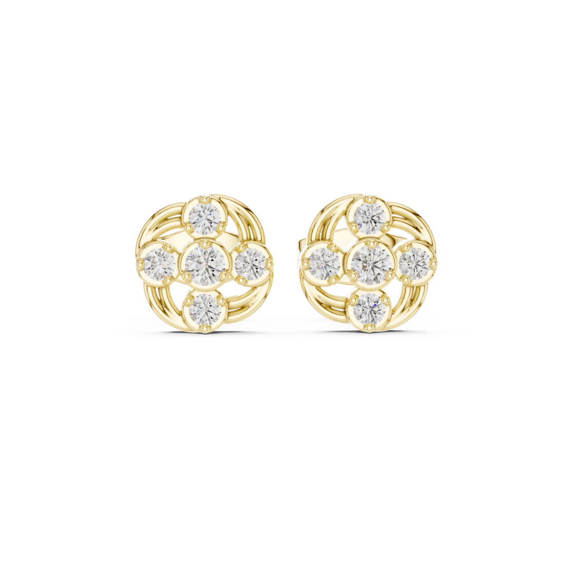 Gold Dewdrop Graceful Bloom Stud Earrings Right View