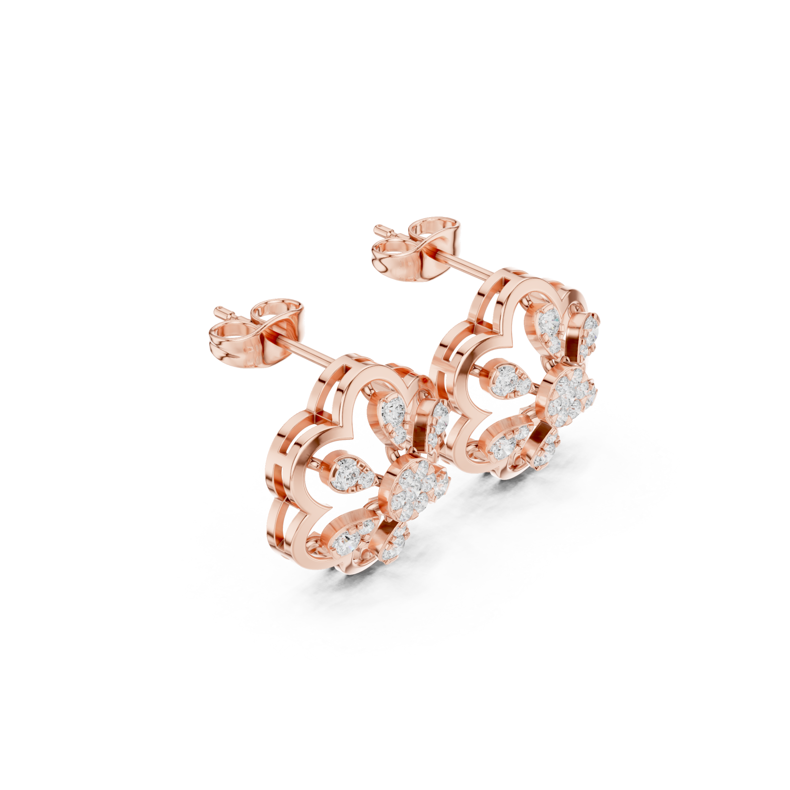  Rose Gold Celestial Inspired Regal Hoop Earrings Left View