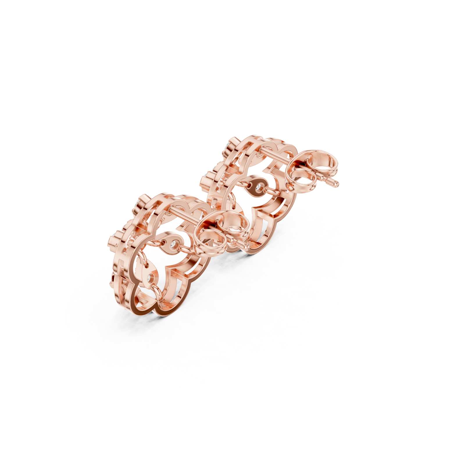 Rose Gold Celestial Inspired Regal Hoop Earrings Right View