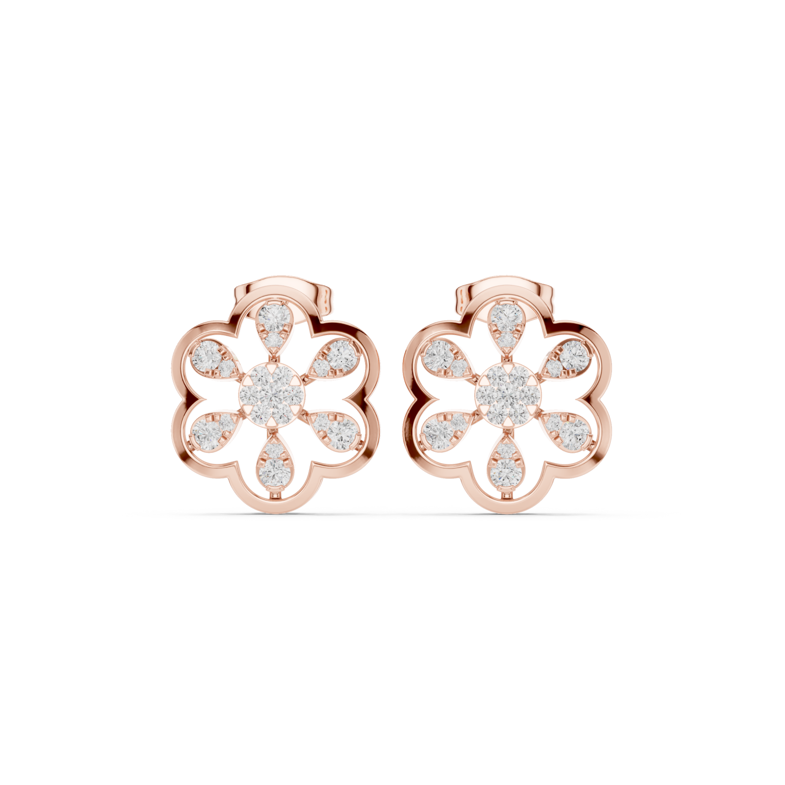  Rose Gold Celestial Inspired Regal Hoop Earrings Front View