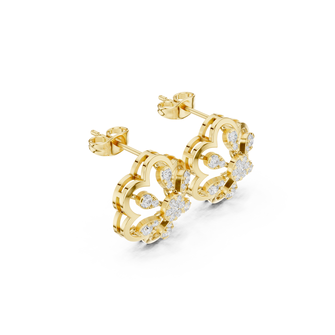  Gold Celestial Inspired Regal Hoop Earrings Front View
