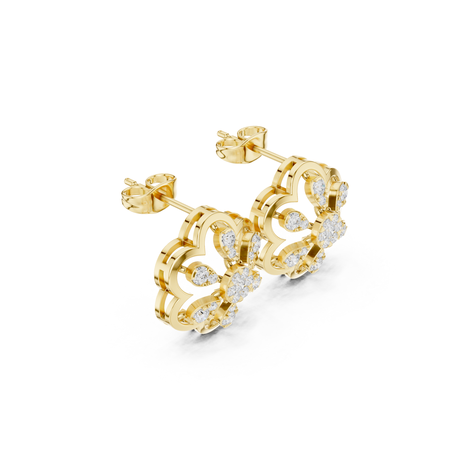  Gold Celestial Inspired Regal Hoop Earrings Left View