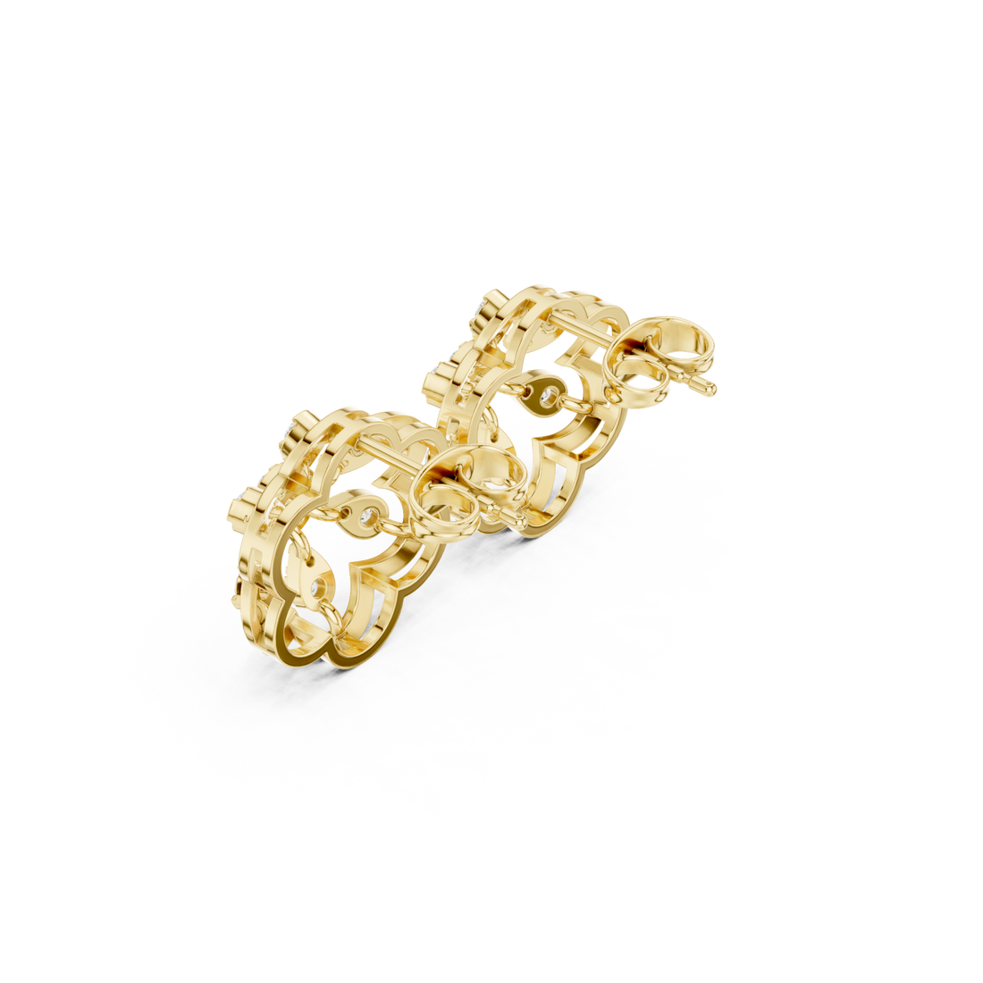 Gold Celestial Inspired Regal Hoop Earrings Right View