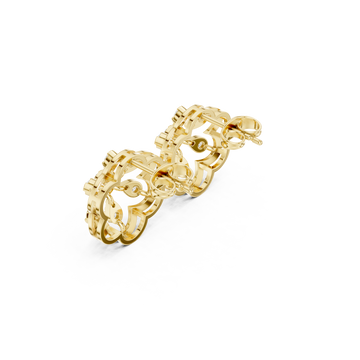 Gold Celestial Inspired Regal Hoop Earrings Right View
