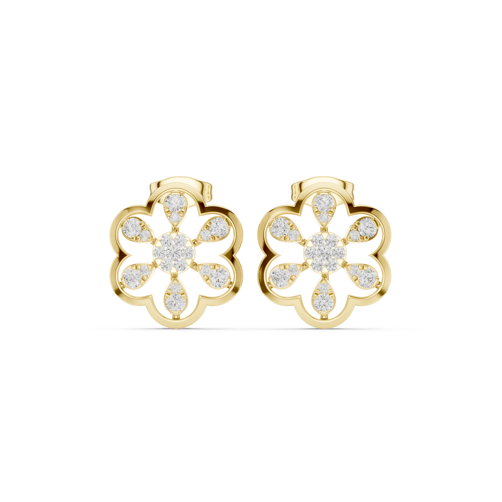  Gold Celestial Inspired Regal Hoop Earrings Front View