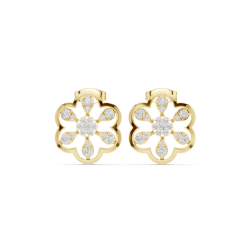  Gold Celestial Inspired Regal Hoop Earrings Front View