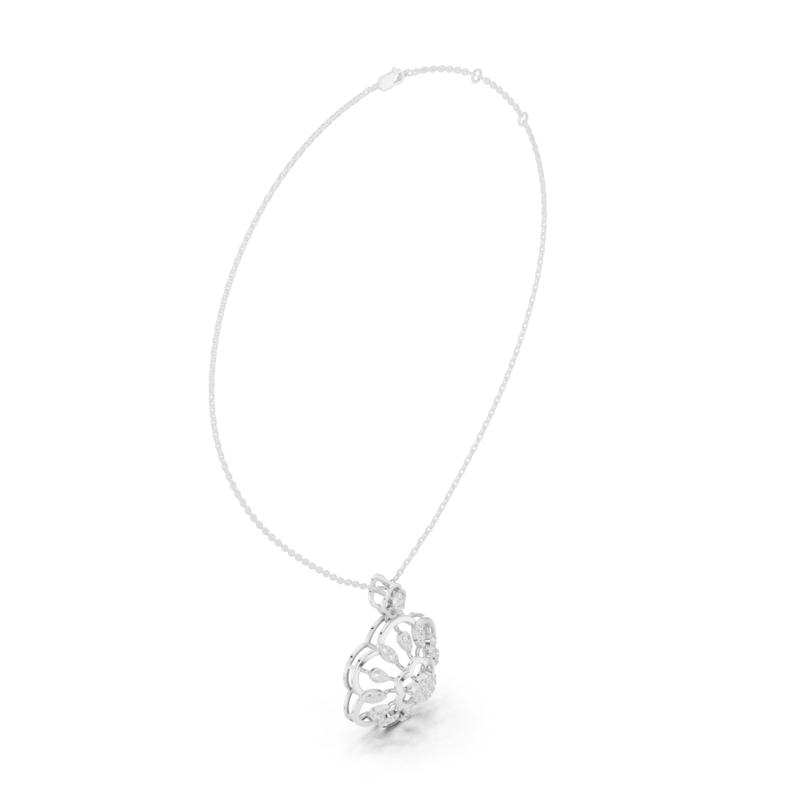  White Gold Luminescent Petal Reverie Chain Necklace Left View