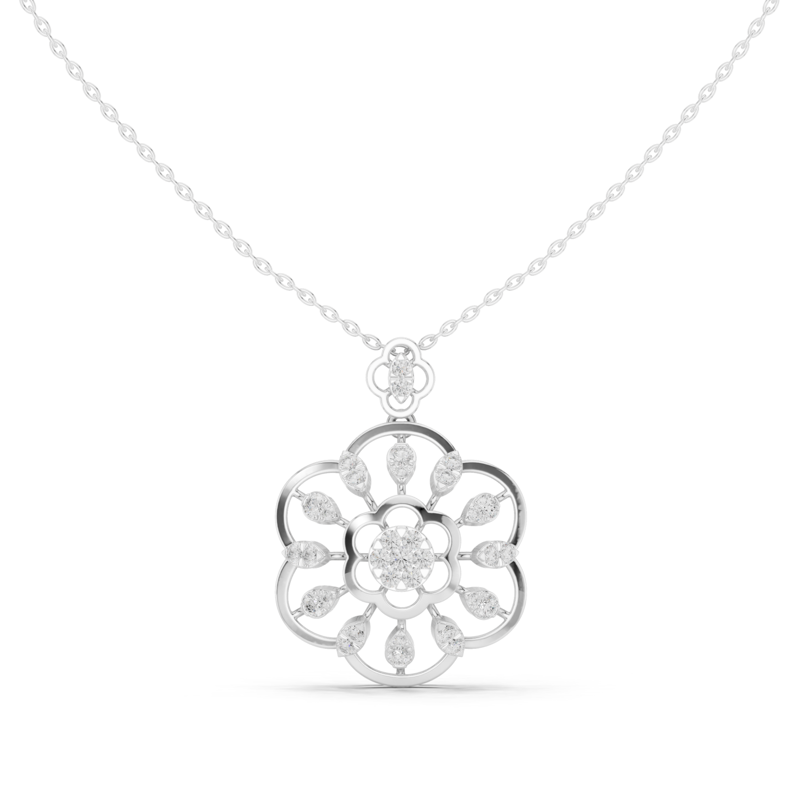  White Gold Luminescent Petal Reverie Chain Necklace Right View