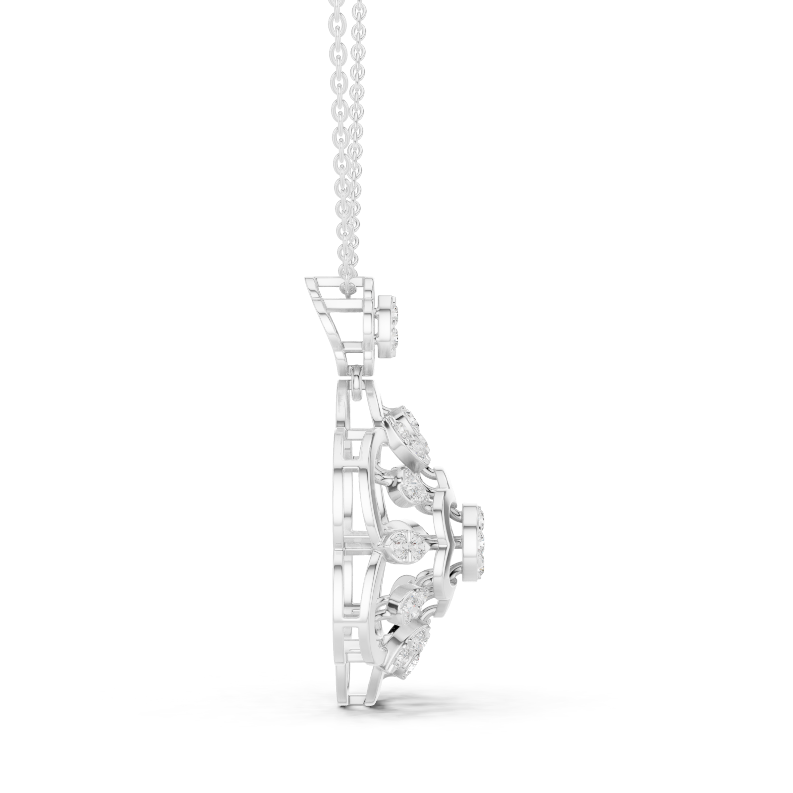  White Gold Luminescent Petal Reverie Chain Necklace Side View
