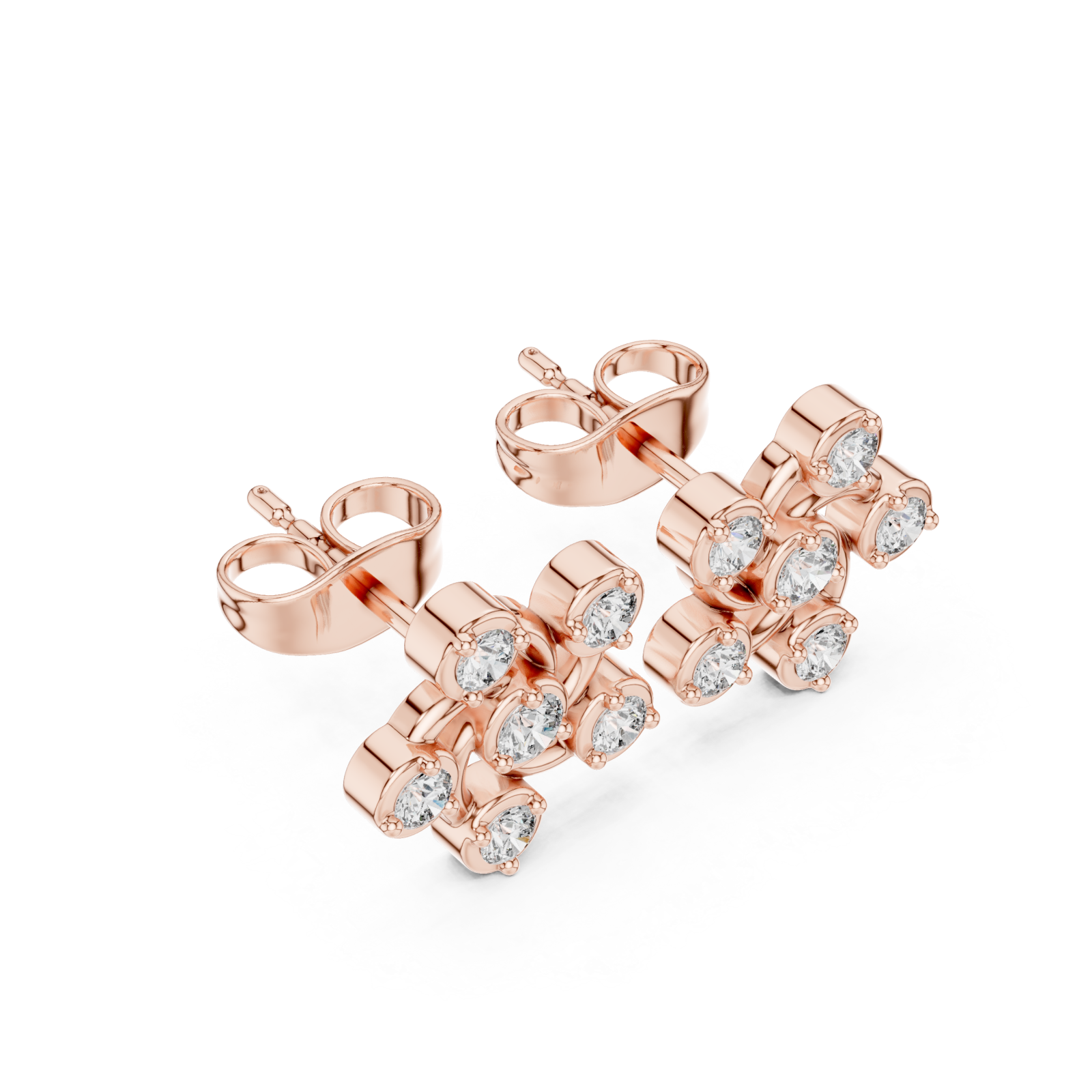  Rose Gold Serene Brilliance Crescent Petal Cluster Studs Right View