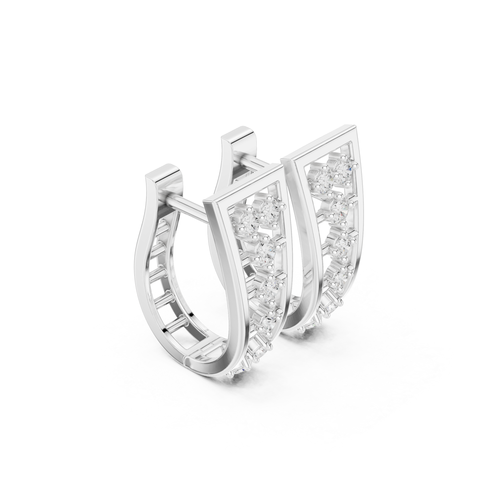  White Gold Serene Brilliance Crescent Petal Cluster Studs Left View