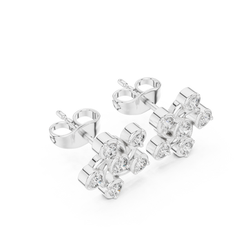  White Gold Serene Brilliance Crescent Petal Cluster Studs Right View