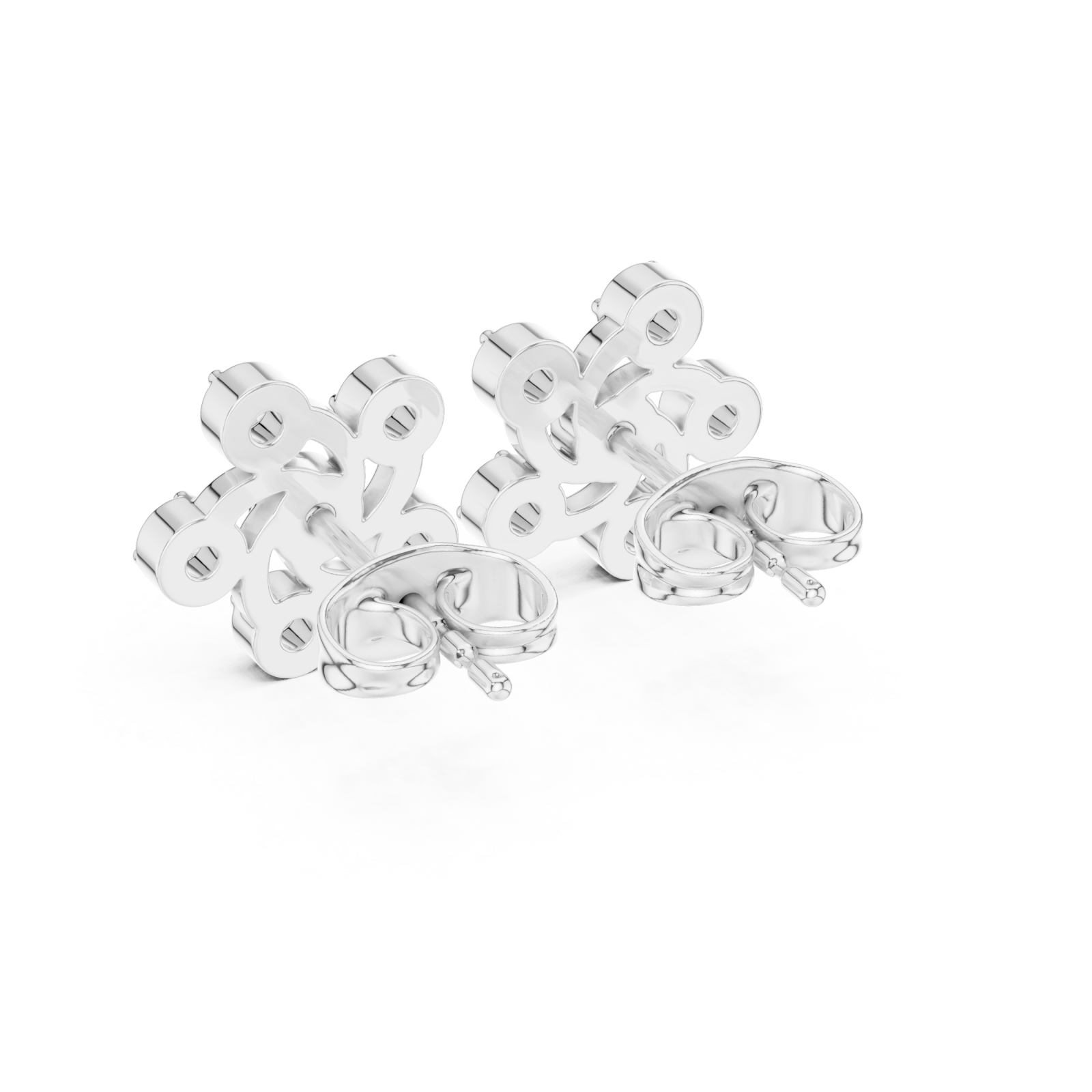  White Gold Serene Brilliance Crescent Petal Cluster Studs Side View