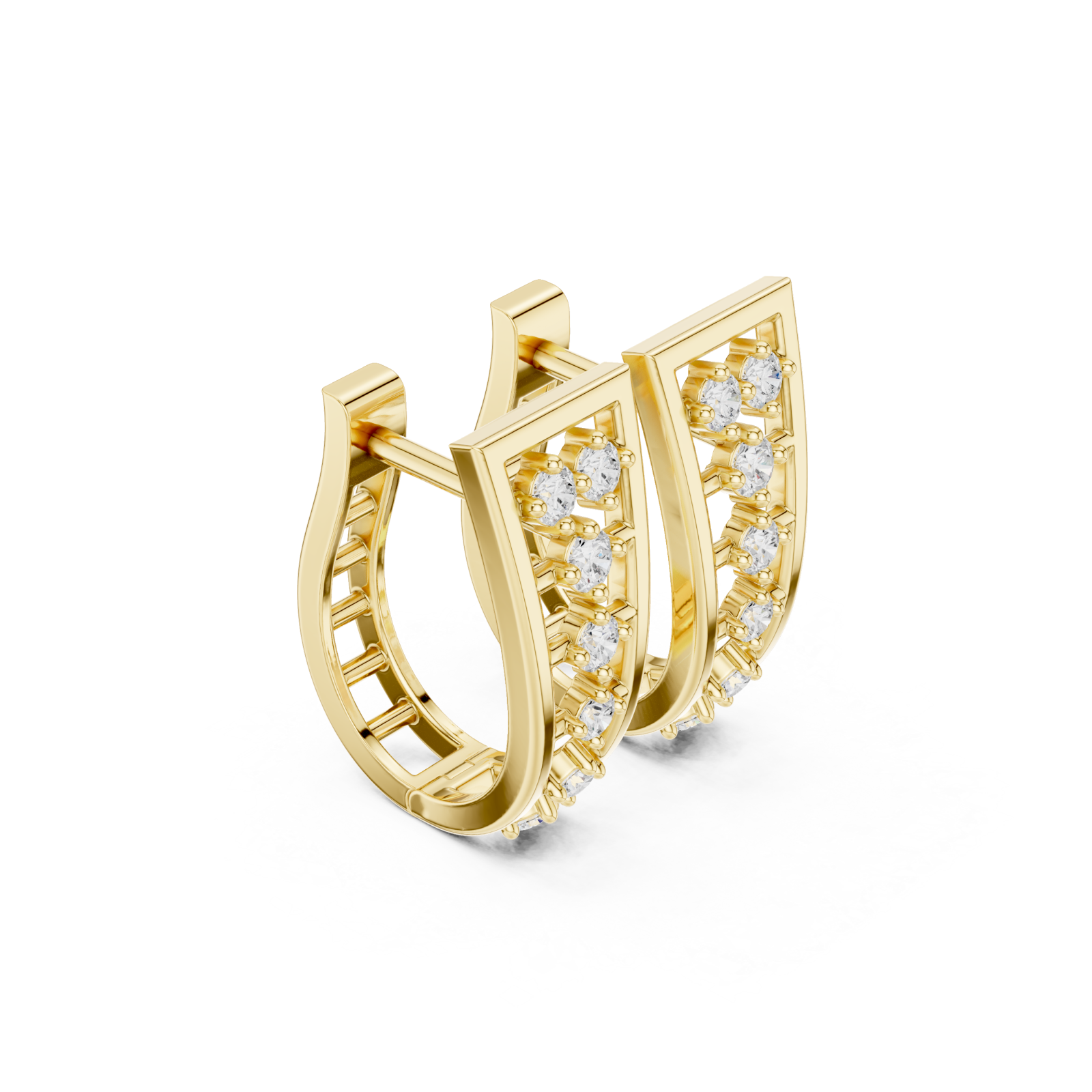  Gold Serene Brilliance Crescent Petal Cluster Studs Left View
