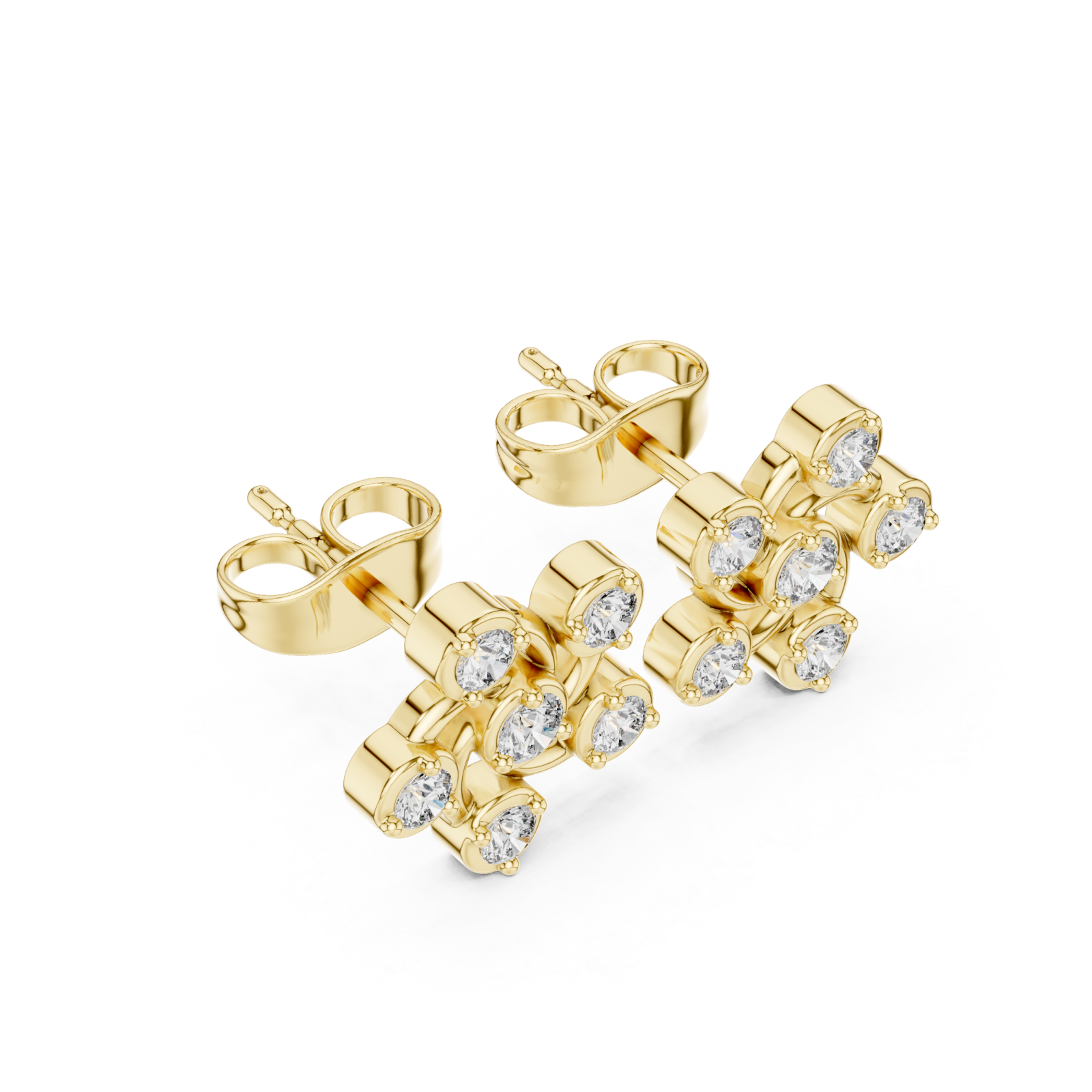 Gold Serene Brilliance Crescent Petal Cluster Studs Right View