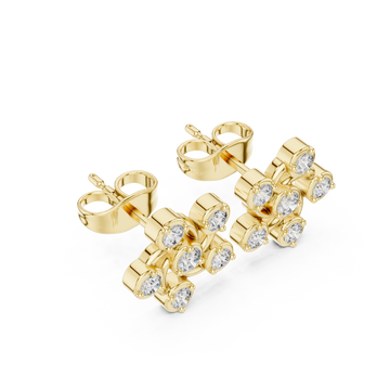 Gold Serene Brilliance Crescent Petal Cluster Studs Right View