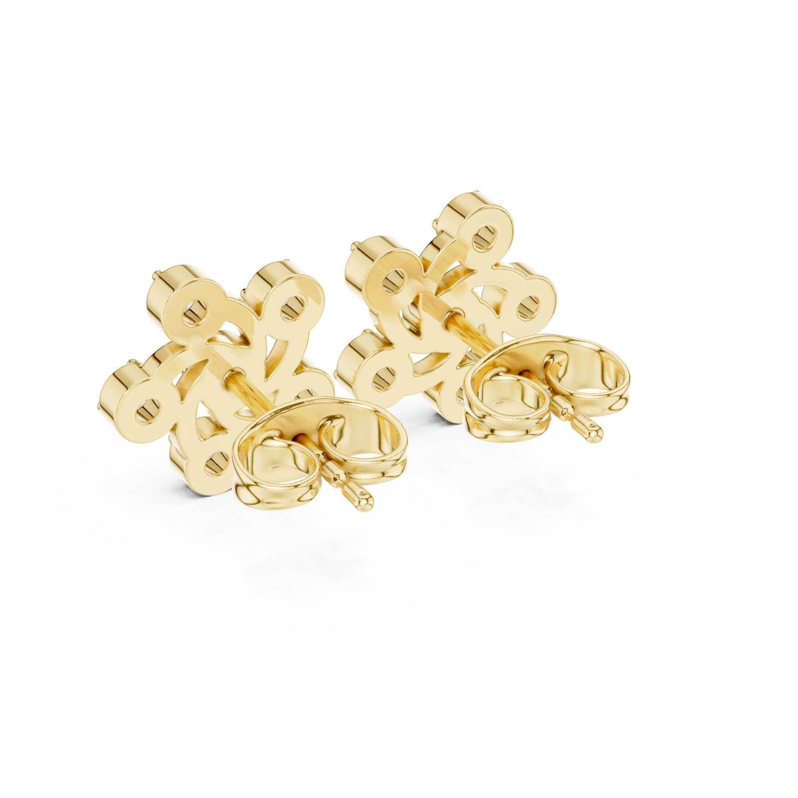  Gold Serene Brilliance Crescent Petal Cluster Studs Side View