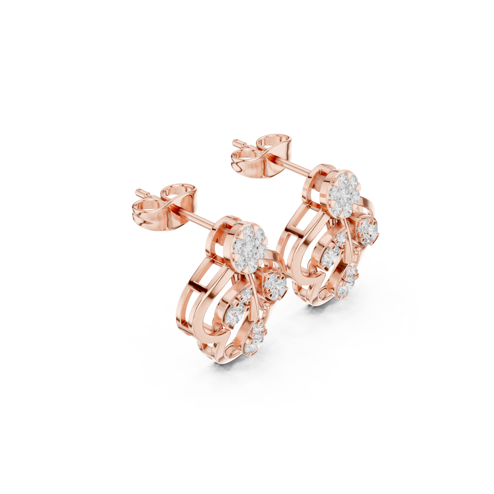  Rose Gold Celestial Harmony Statement Hoop Earrings Left View