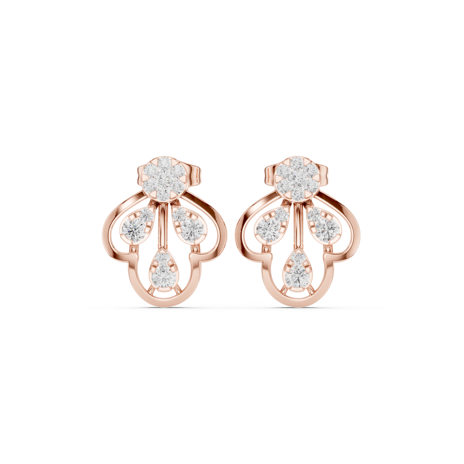  Rose Gold Celestial Harmony Statement Hoop Earrings Front View