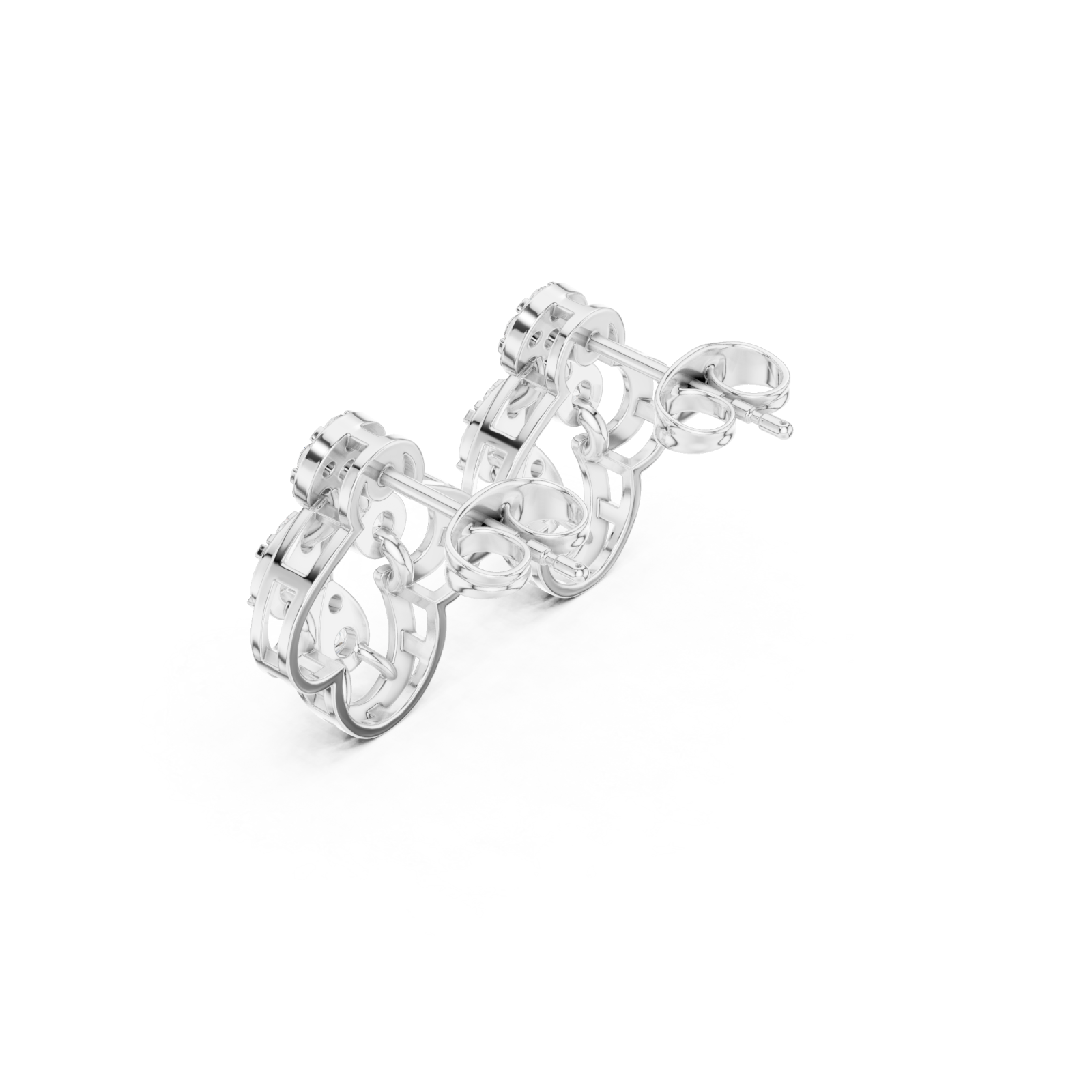  White Gold Celestial Harmony Statement Hoop Earrings Right View