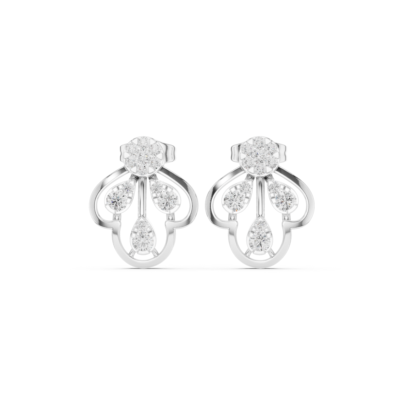  White Gold Celestial Harmony Statement Hoop Earrings Front View