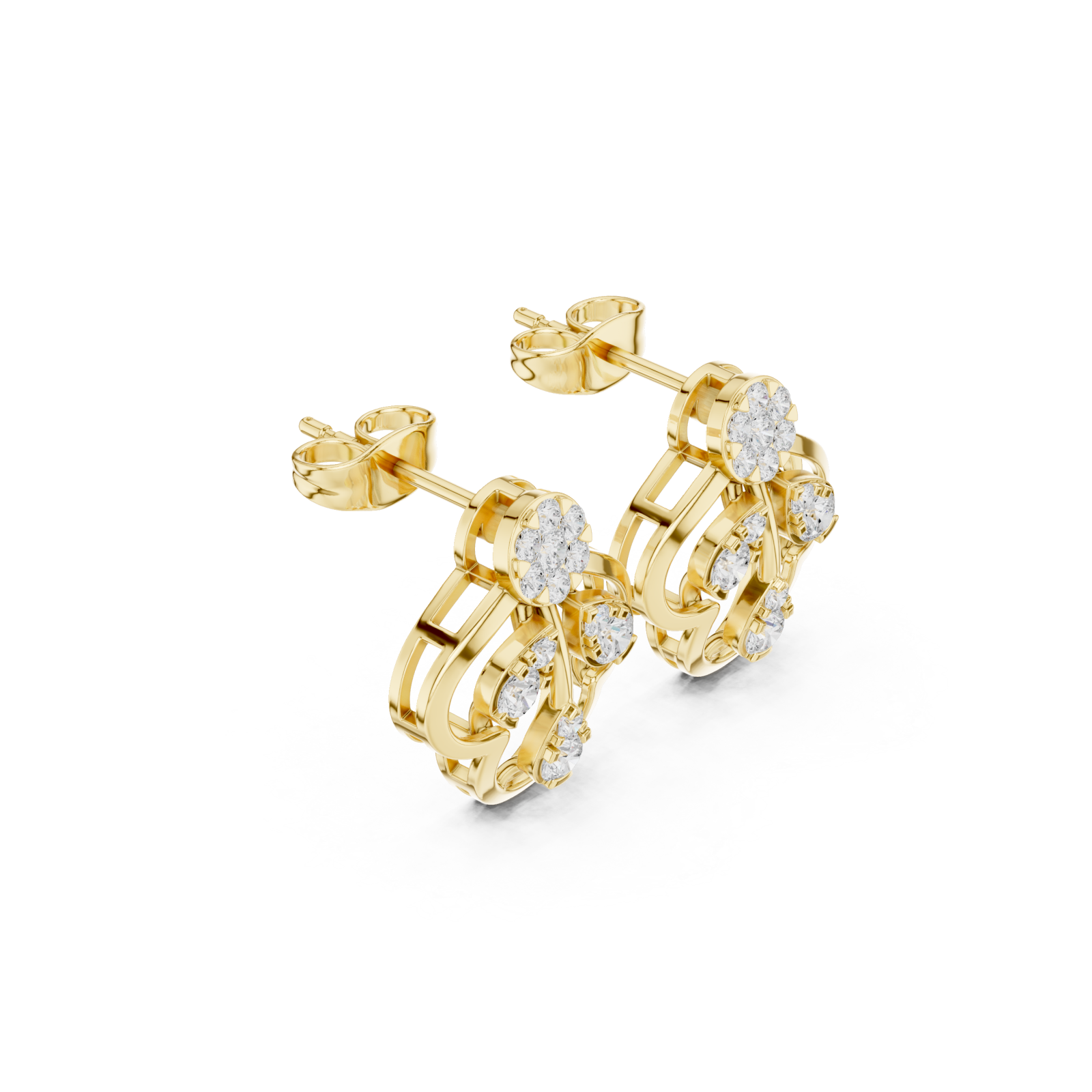  Gold Celestial Harmony Statement Hoop Earrings Left View