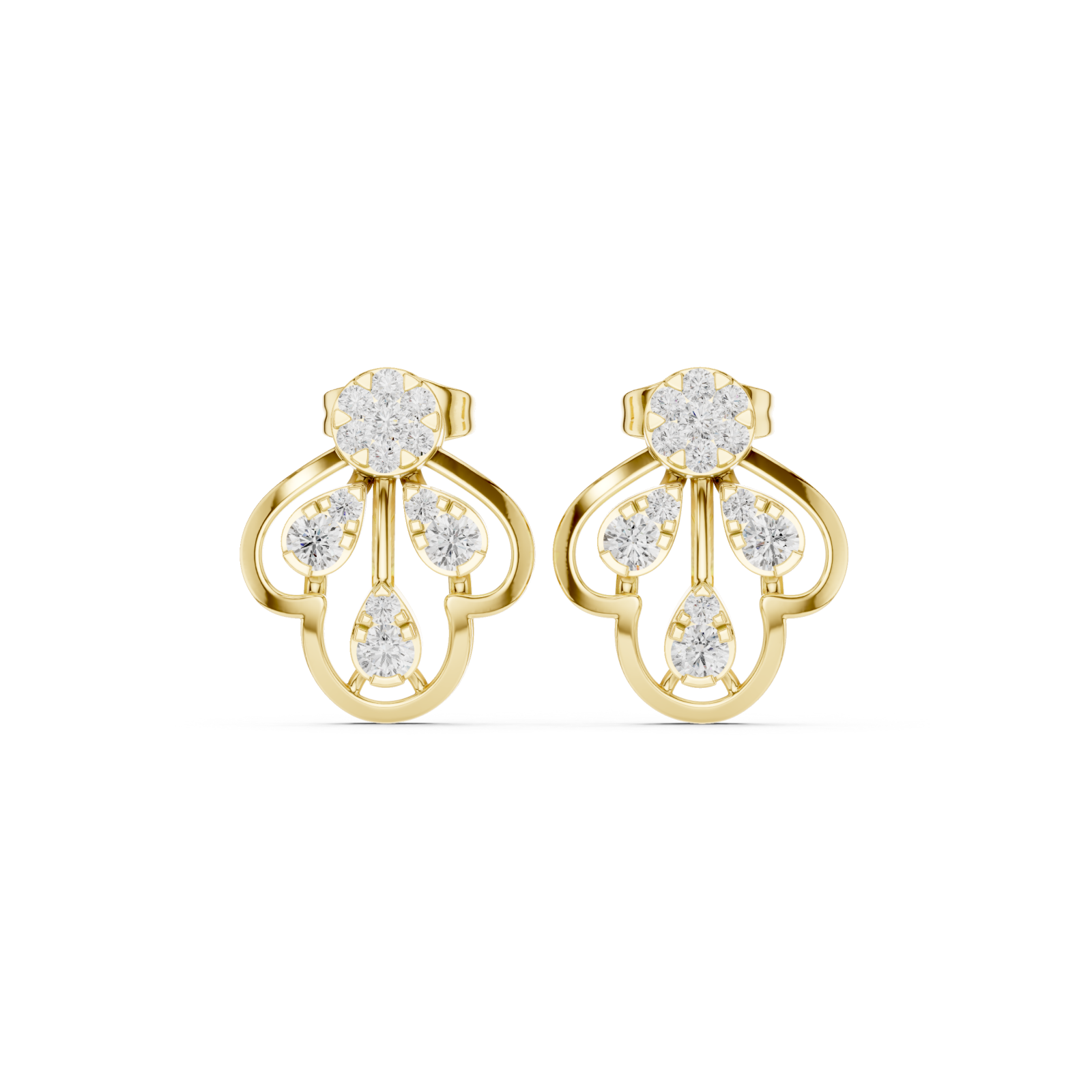  Gold Celestial Harmony Statement Hoop Earrings Front View